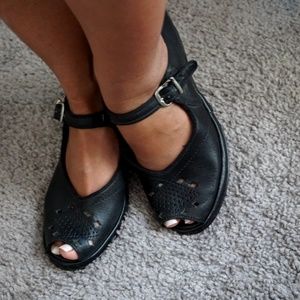 Aris Allen Maryjane Peep Toe Dance Wedges - US 5